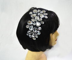 包郵熱賣新款水鉆頭箍 韓版高檔水晶玻璃寬邊發(fā)箍，引領歐美手工發(fā)飾風尚